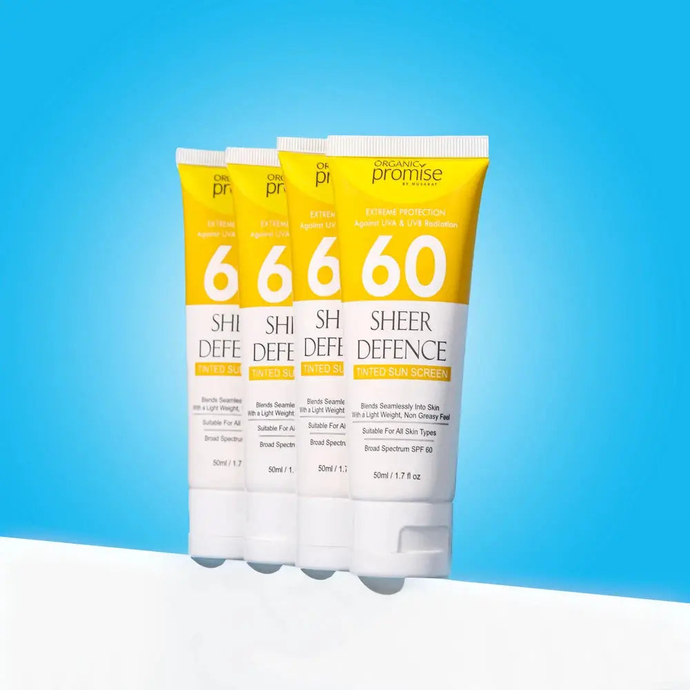 Sheer Defence Tinted Sun Screen - 60 SPF Organic Promise By Musarat