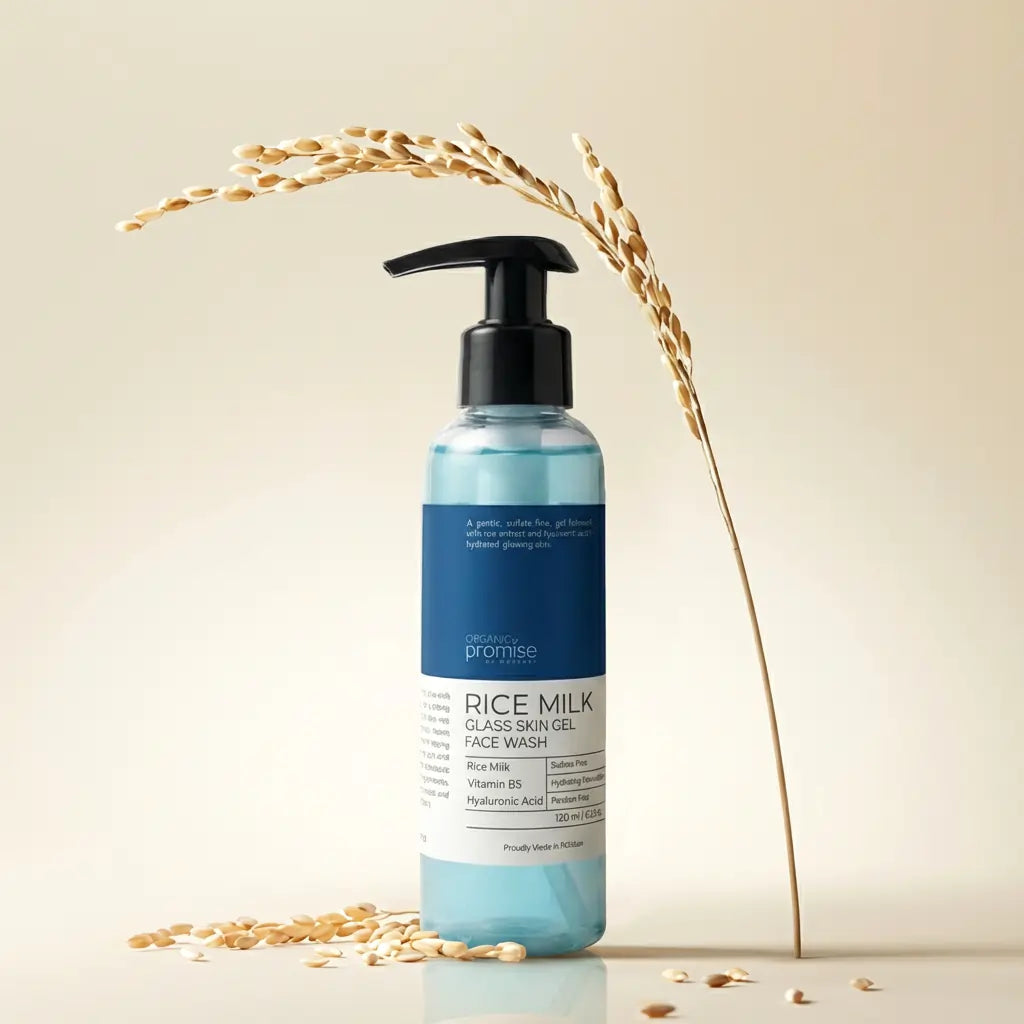 Rice Milk Glass Skin Gel Face wash Organic Promise By Musarat