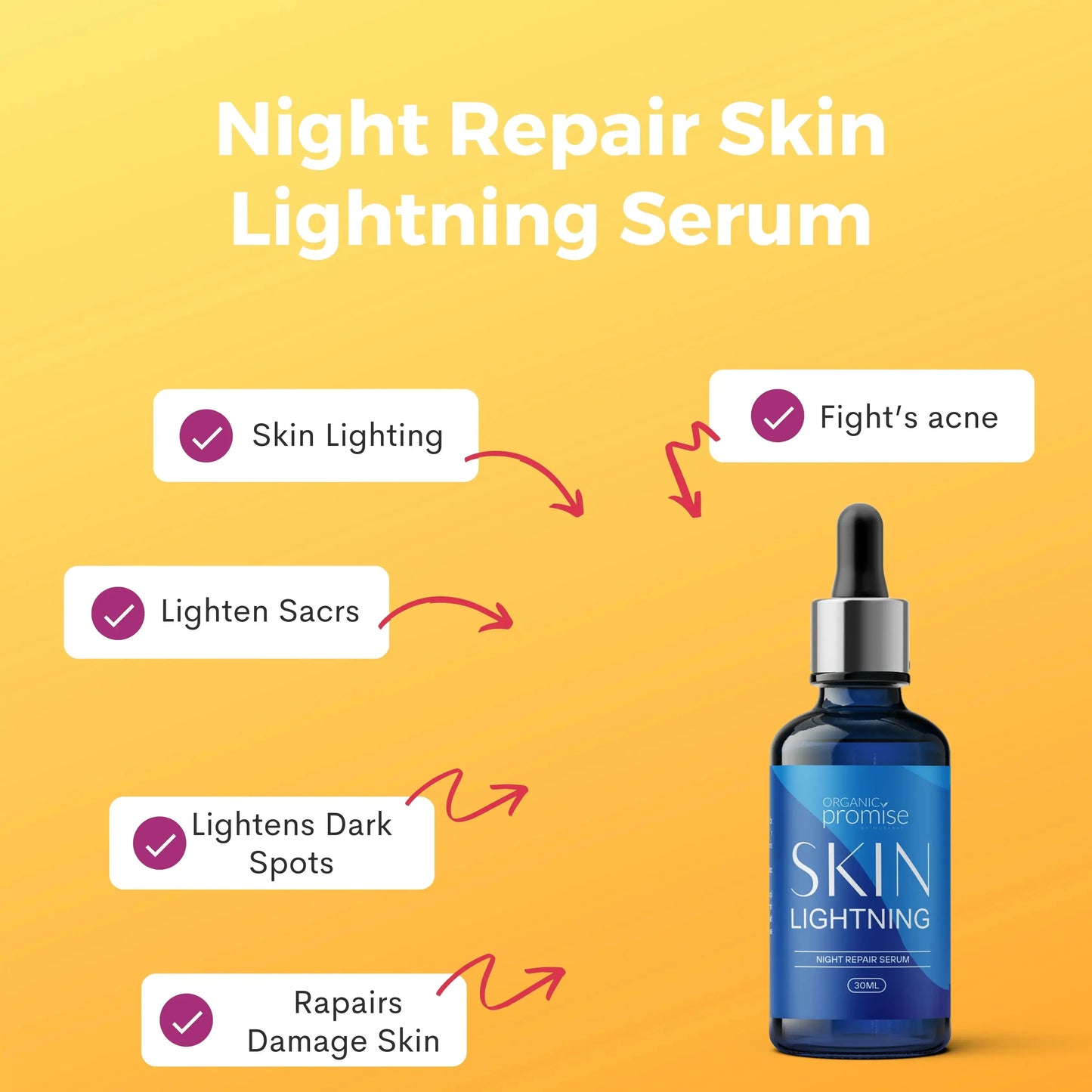 Skin Lighting Night Repair Serum Organic Promise By Musarat